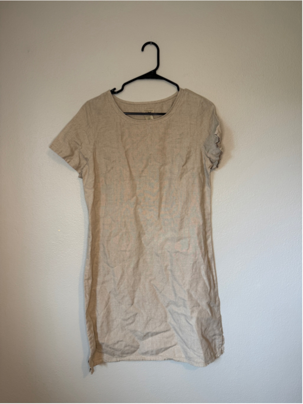 L.L.Bean 100% Linen Beige Shift Dress Size 8
